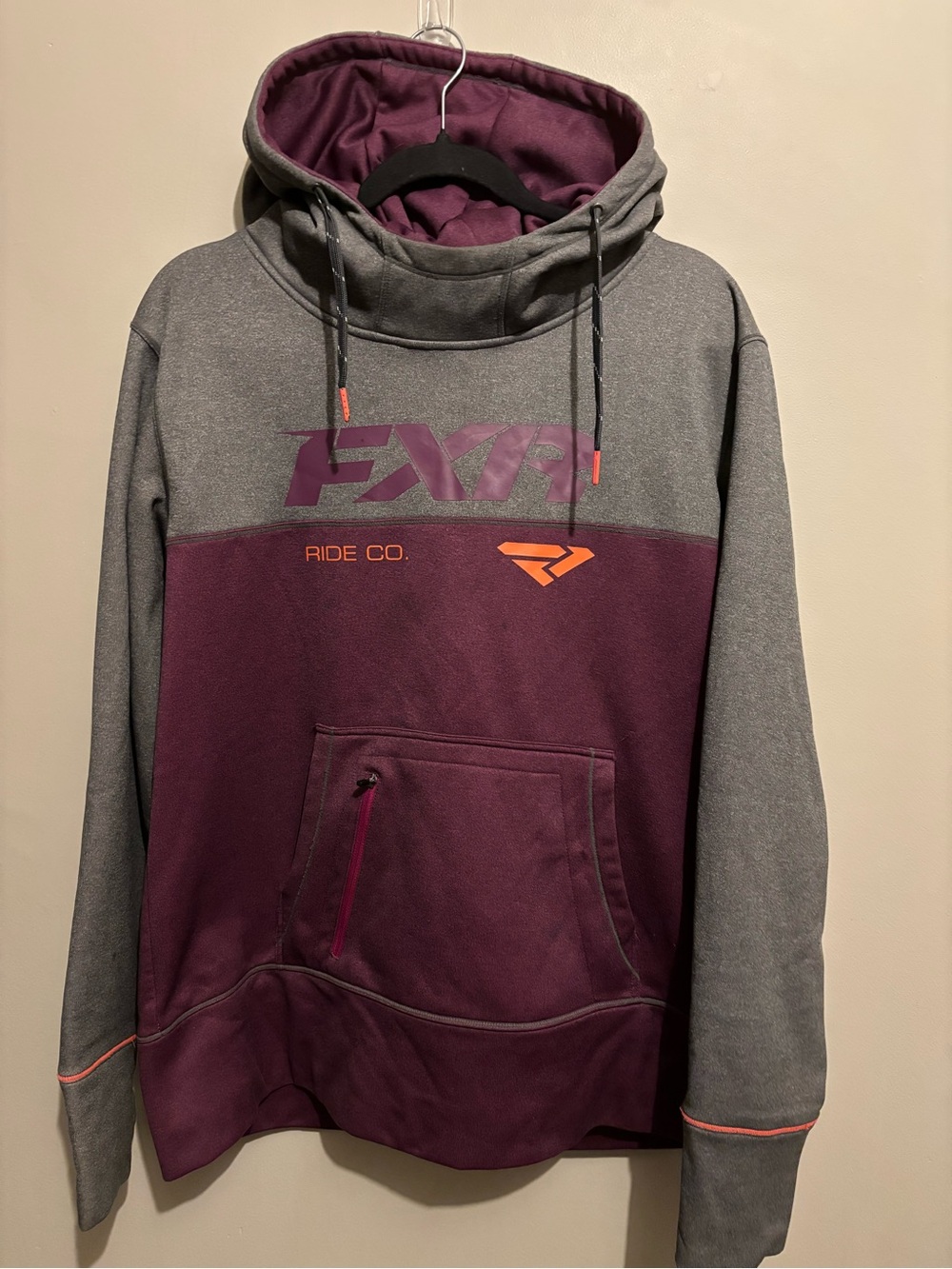 FXR Women's Two-Tone Pullover Hoodie in Plum and Gray